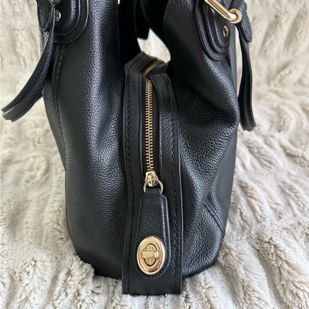 Coach Black Leather Shoulder Bag with Gold Accents - Picture 6 of 9